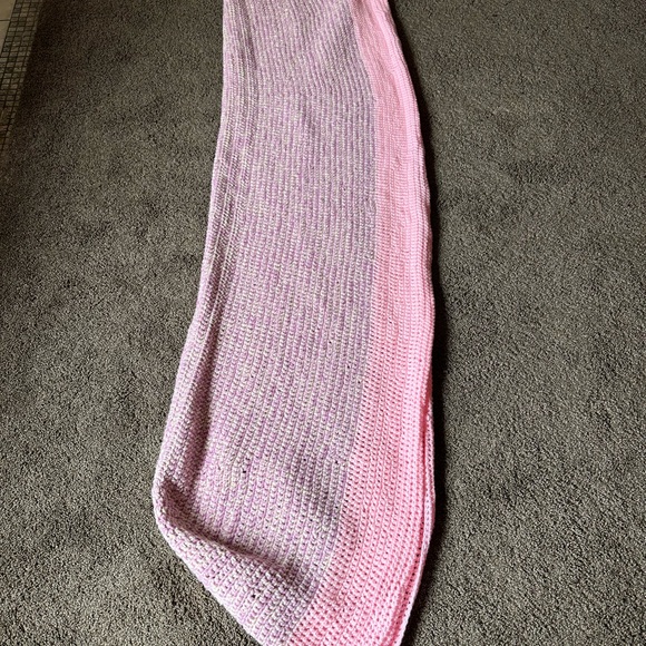 Vintage Rare FITTED Hand Crochet Sofa Throw Pink Lilac Cream - Picture 7 of 16